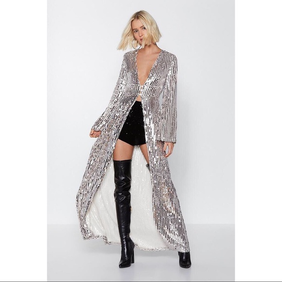 sequin duster coat